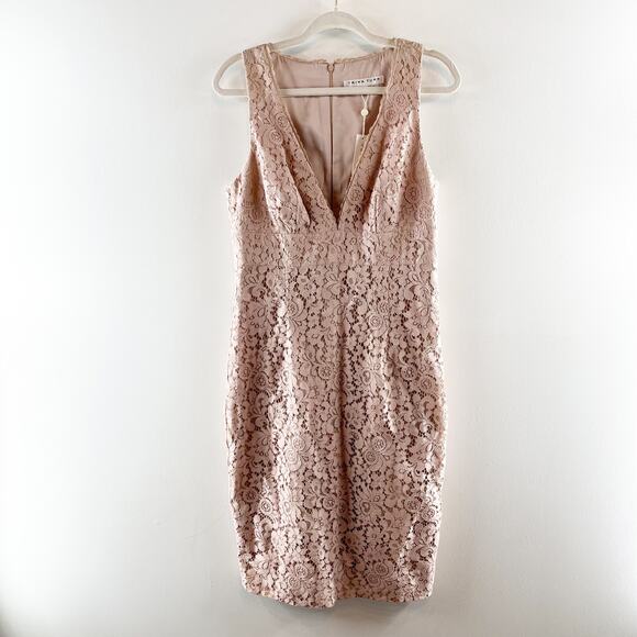 Trina Turk Lace Sleeveless Knee Length Sheath Dress Blush Pink 10 - Picture 2 of 4